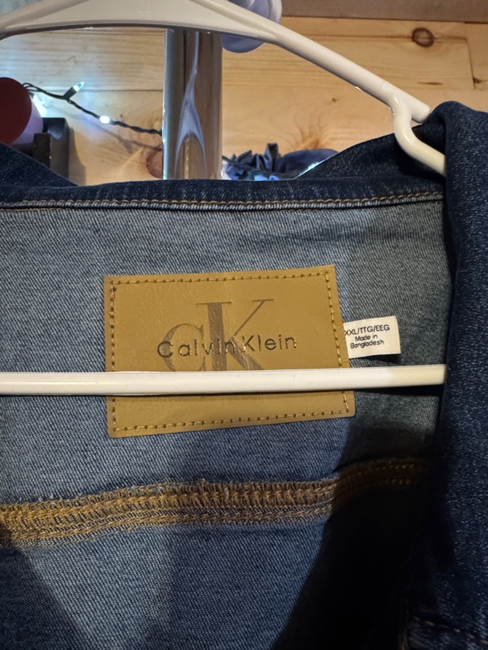 Calvin Klein Dark Indigo Denim Jacket with Contrast Stitching - Picture 2 of 3